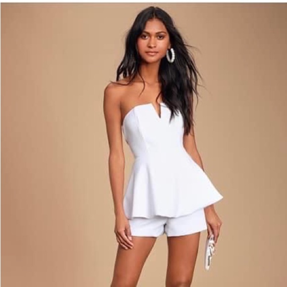 Where You Are White Strapless Romper